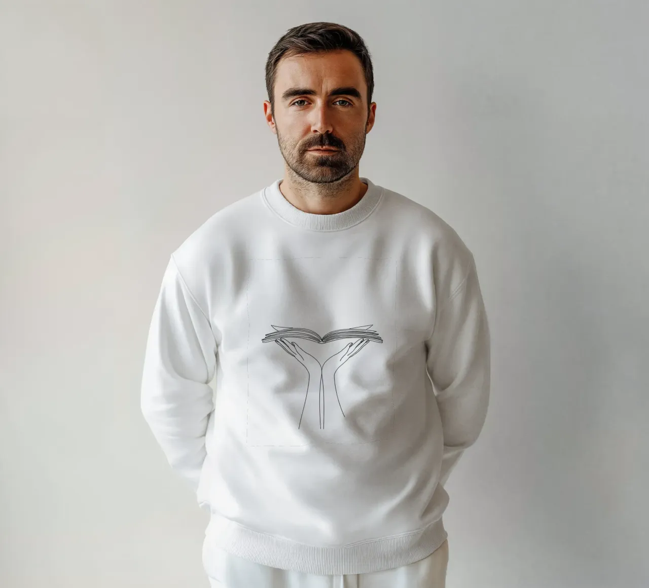 Open Boek Minimalistische Lijnkunst sweatshirt van Viv Line Art