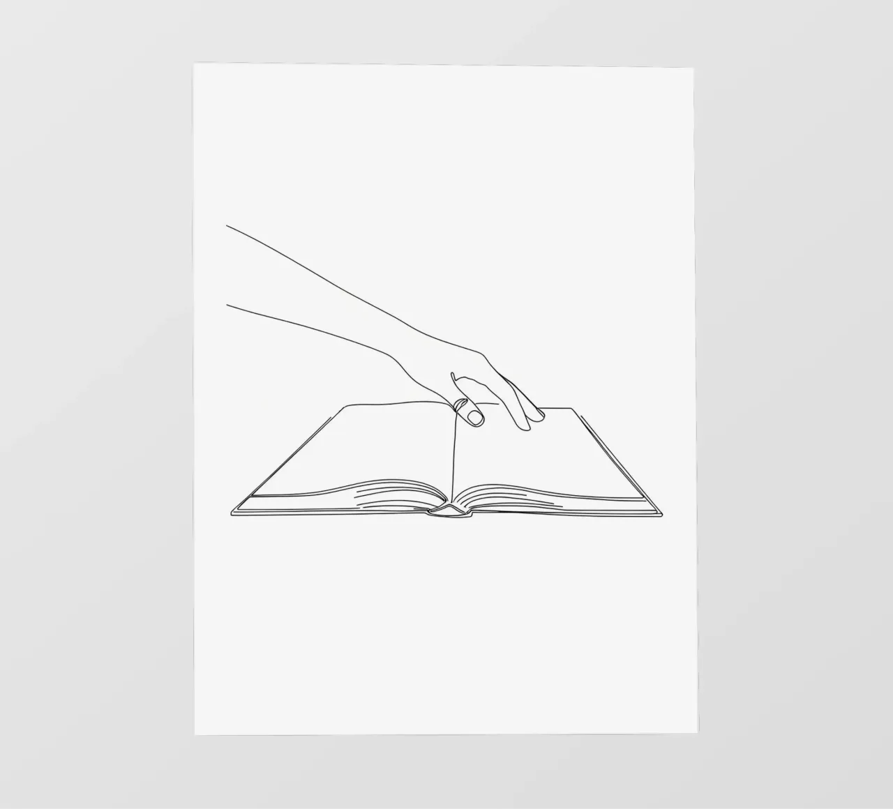 Mani sul libro Arte lineare minimalista telo in pvc da Viv Line Art