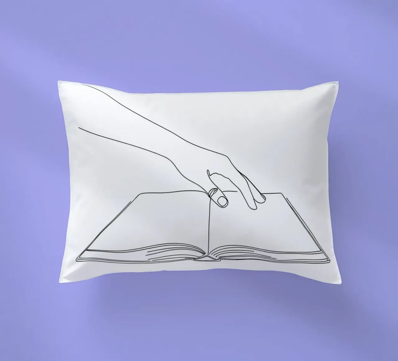 Mani sul libro Arte lineare minimalista cuscino da Viv Line Art