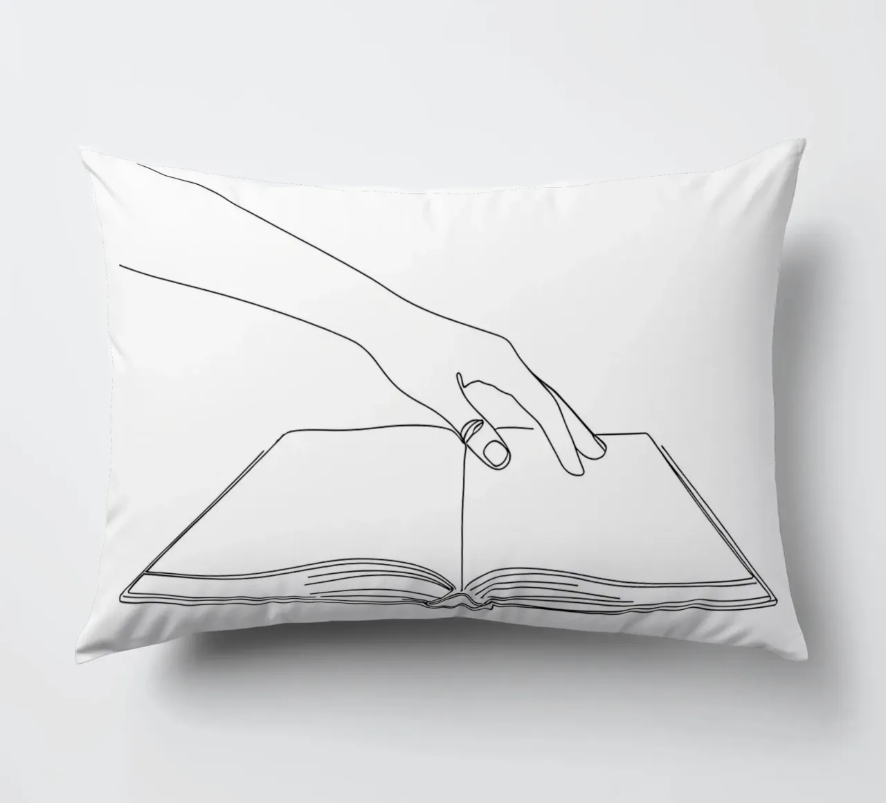 Mani sul libro Arte lineare minimalista cuscino da Viv Line Art