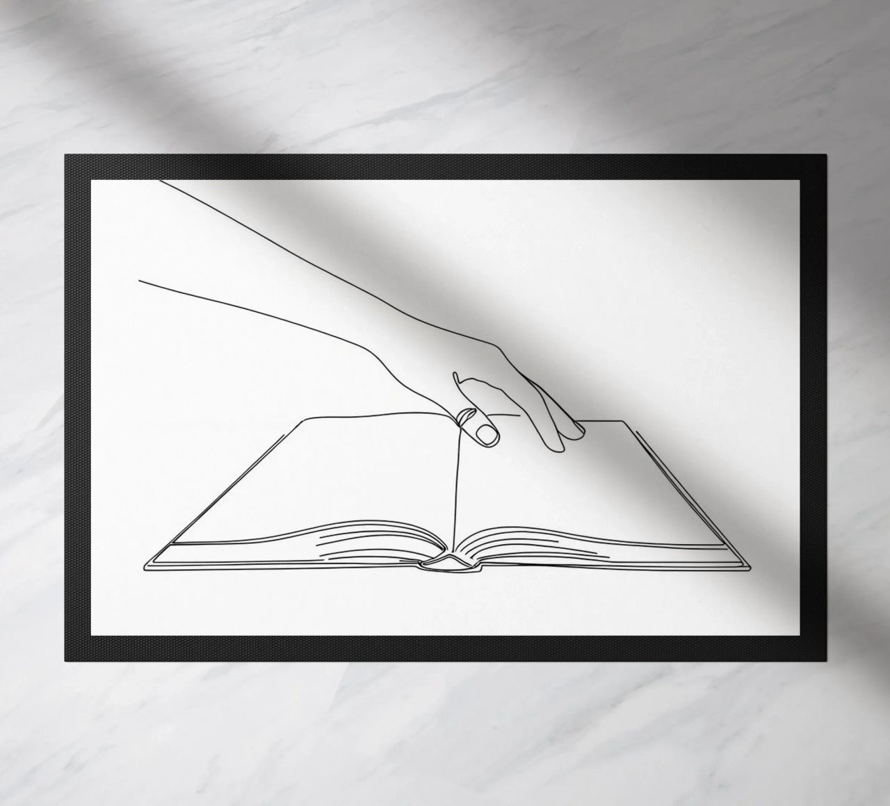 Mani sul libro Arte lineare minimalista zerbino da Viv Line Art