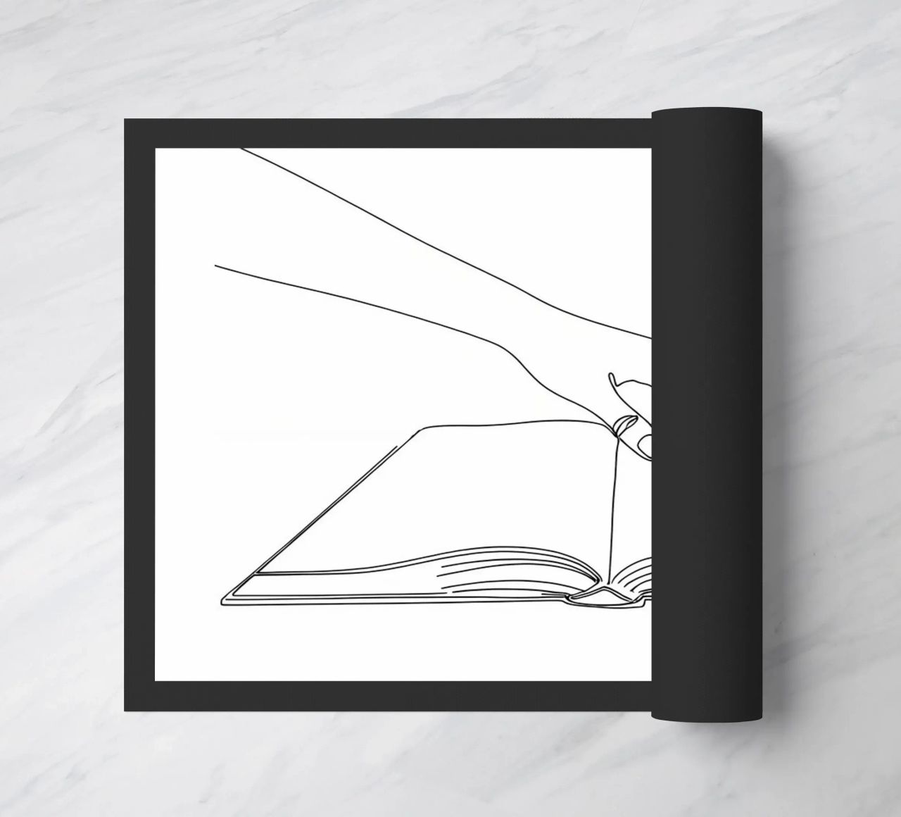 Mani sul libro Arte lineare minimalista zerbino da Viv Line Art