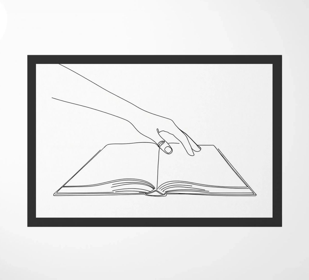 Mani sul libro Arte lineare minimalista zerbino da Viv Line Art