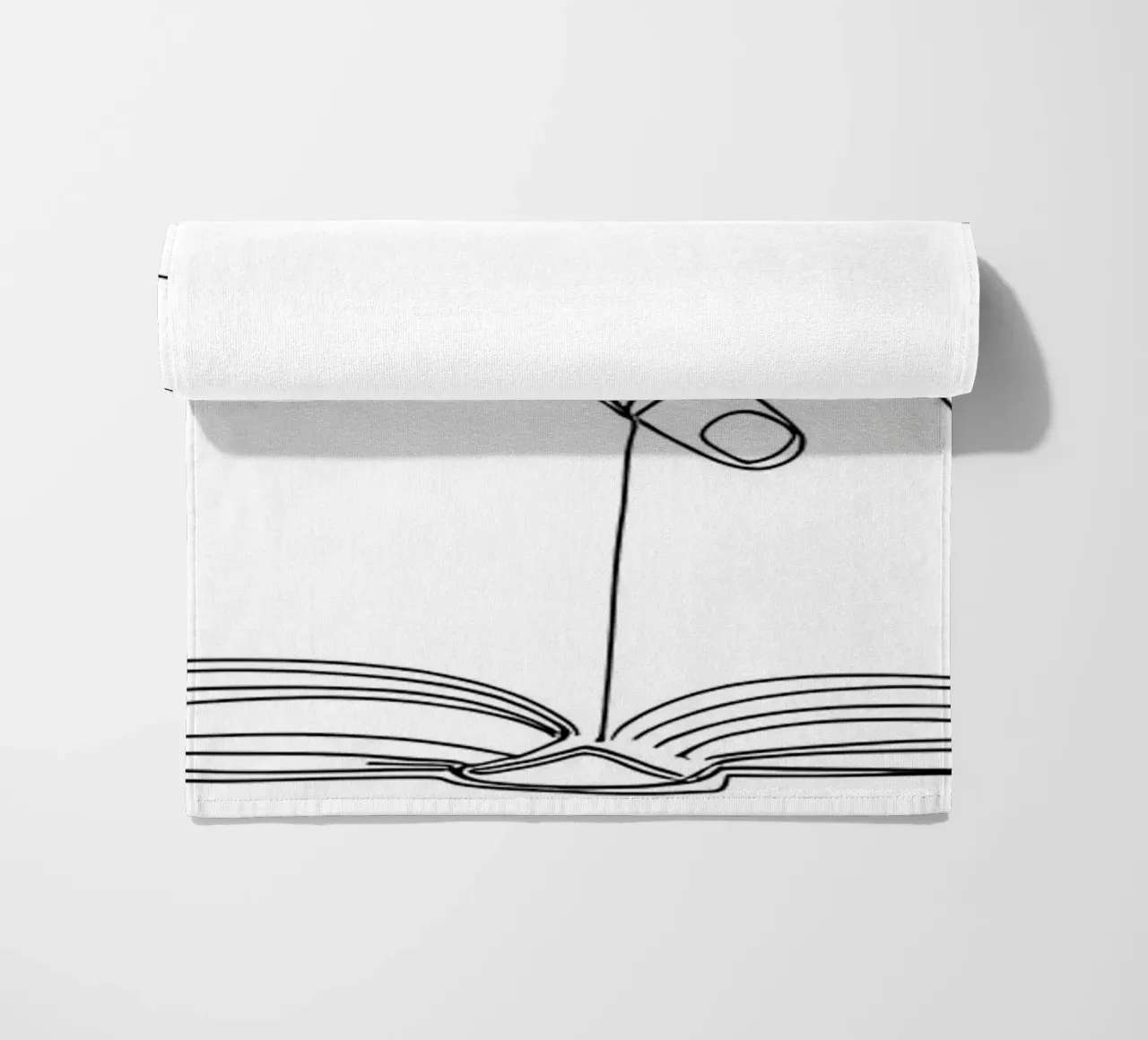 Mani sul libro Arte lineare minimalista telo mare da Viv Line Art