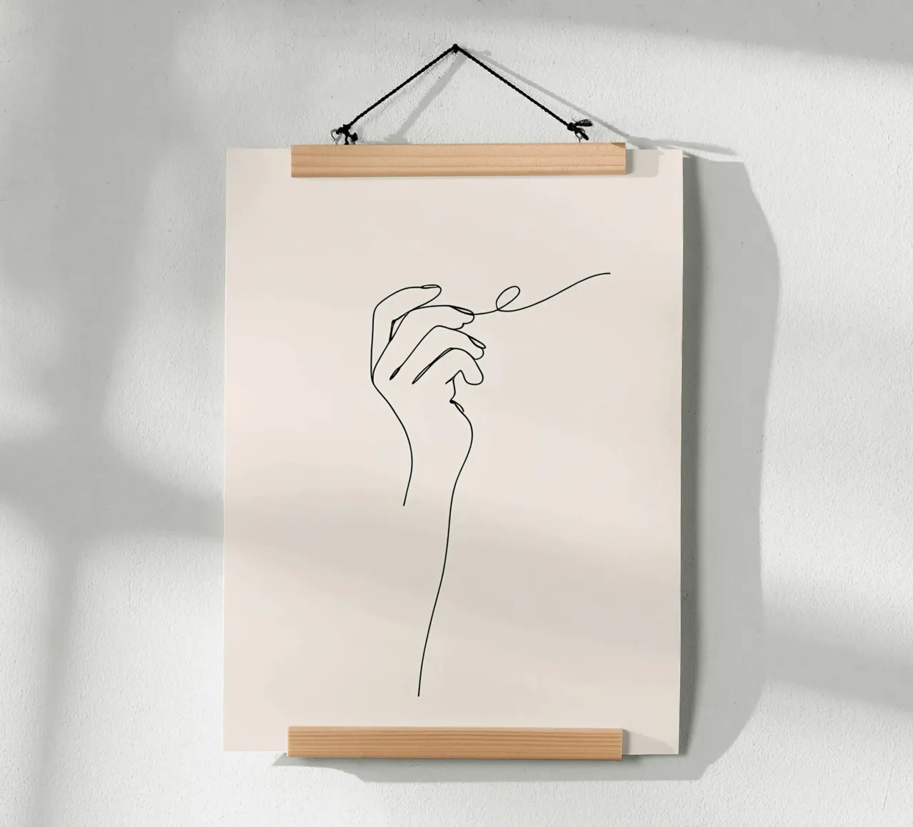 Mano fluente Arte lineare minimalista poster con telaio in alluminio da Viv Line Art