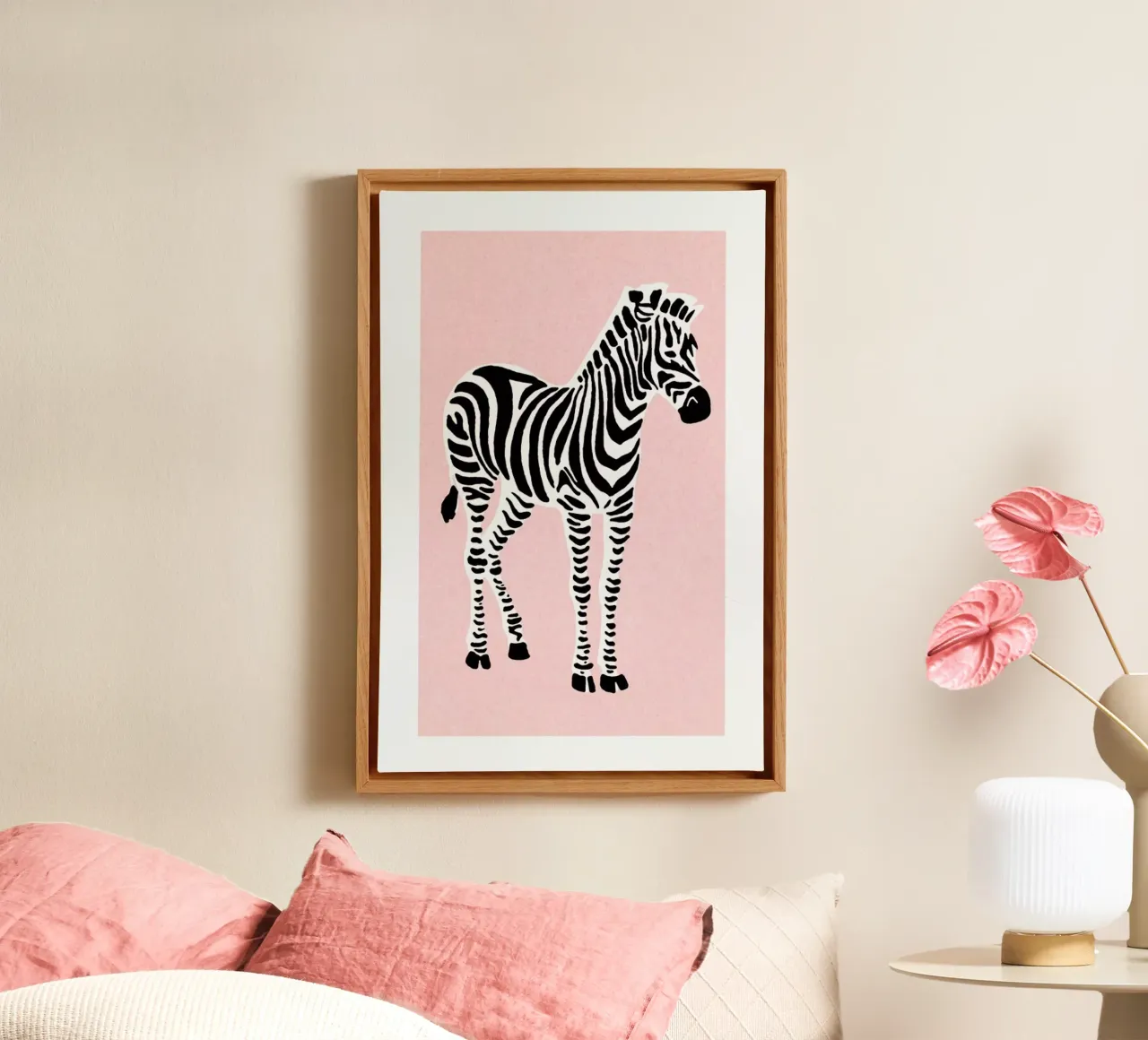 Zebra Pink canvas by Little Flourishes