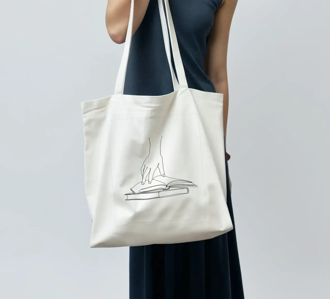 Hands On Book 2 Line art minimalista borsa in juta da Viv Line Art