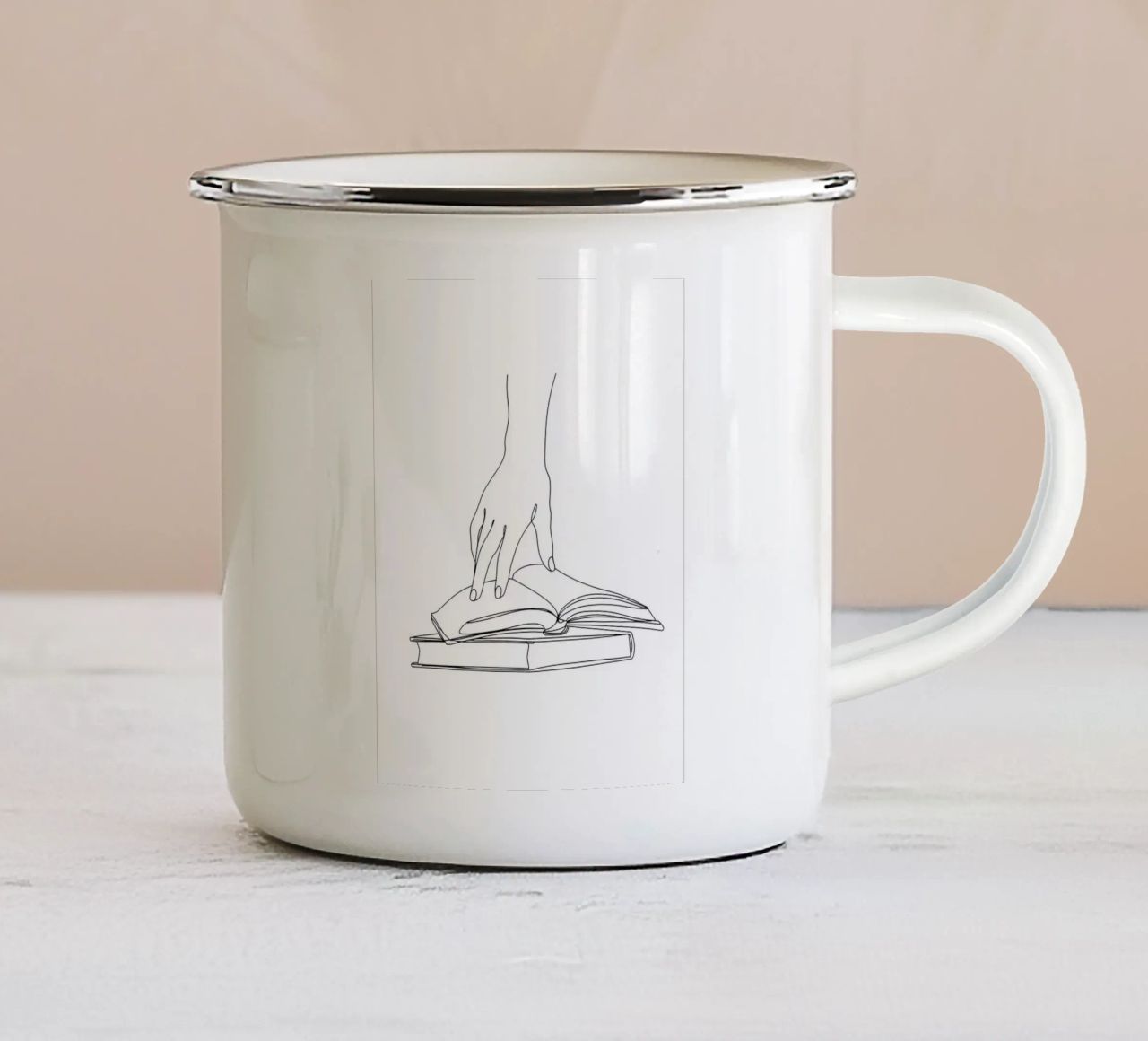 Hands On Book 2 Line art minimalista tazza in smalto da Viv Line Art