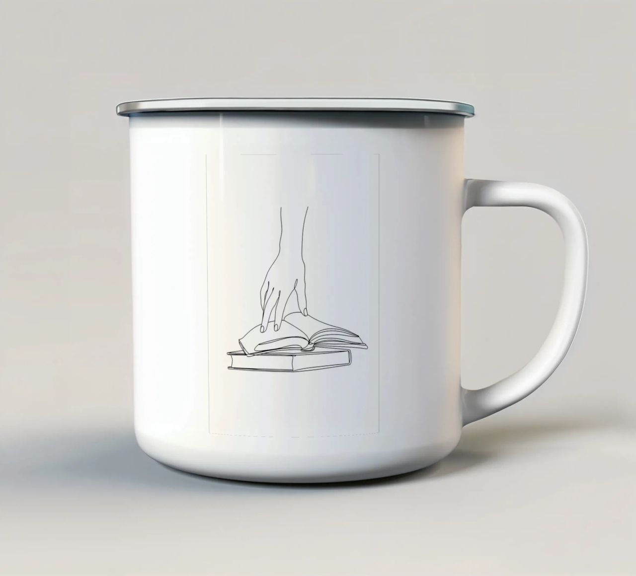 Hands On Book 2 Line art minimalista tazza in smalto da Viv Line Art