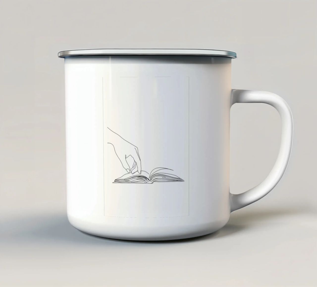Hands On Book 3 Line art minimalista tazza in smalto da Viv Line Art