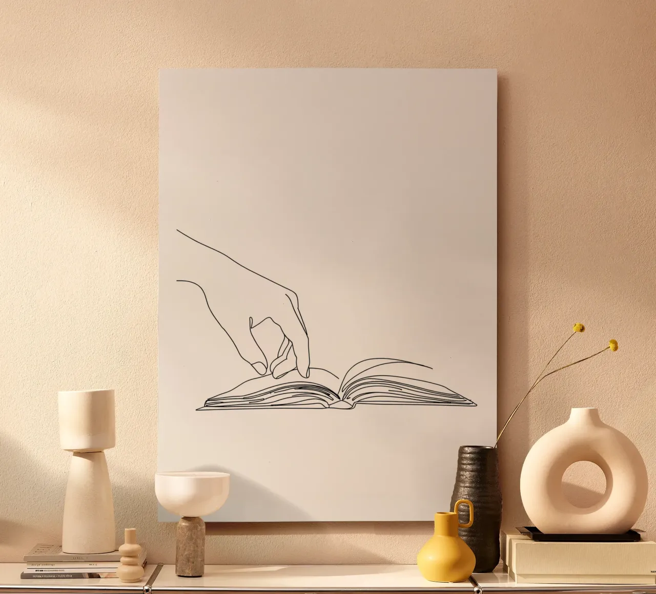 Hands On Book 3 Line art minimalista alluminio dibond da Viv Line Art