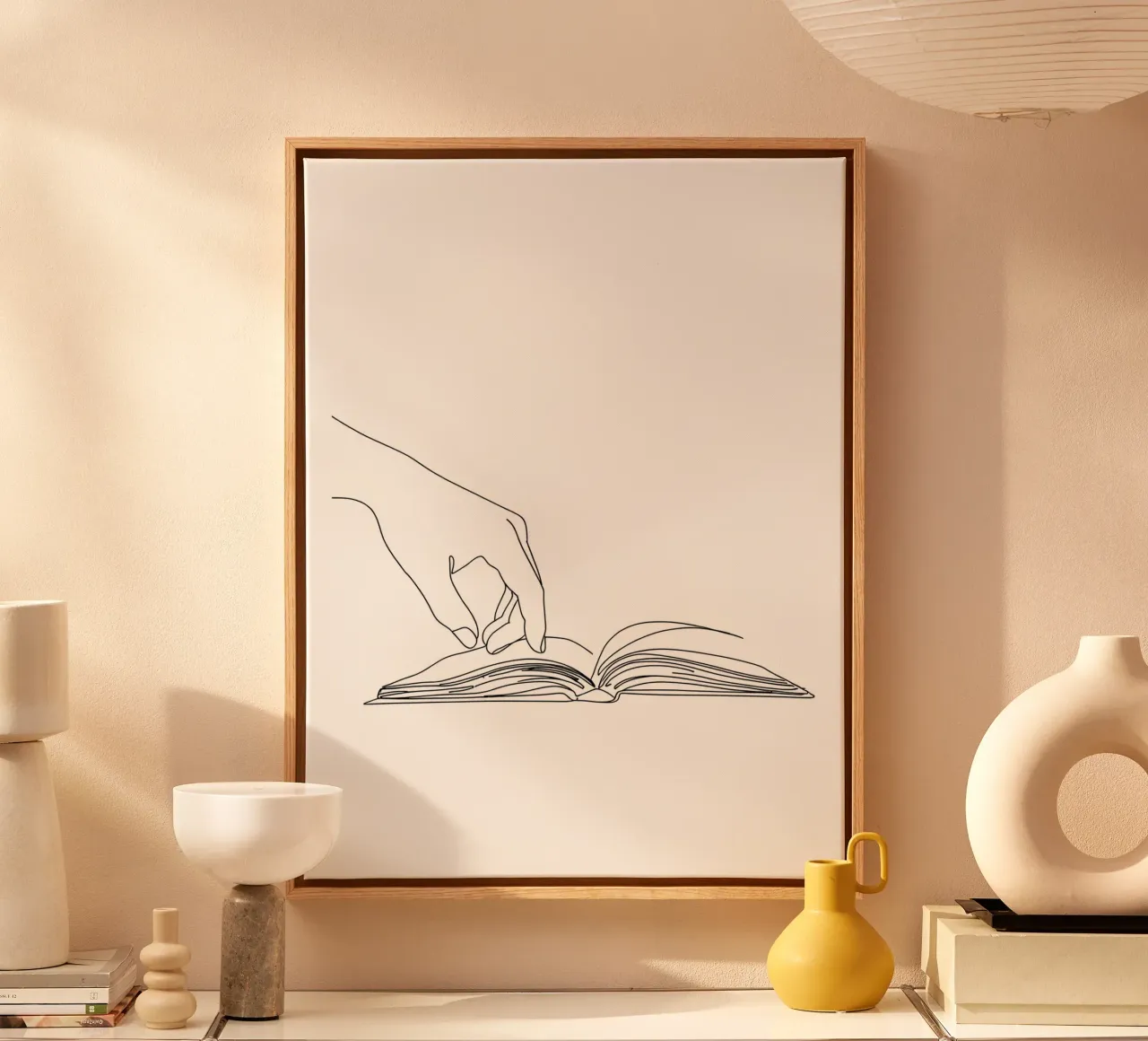 Hands On Book 3 Minimalist Line Art canvas by Viv Line Art