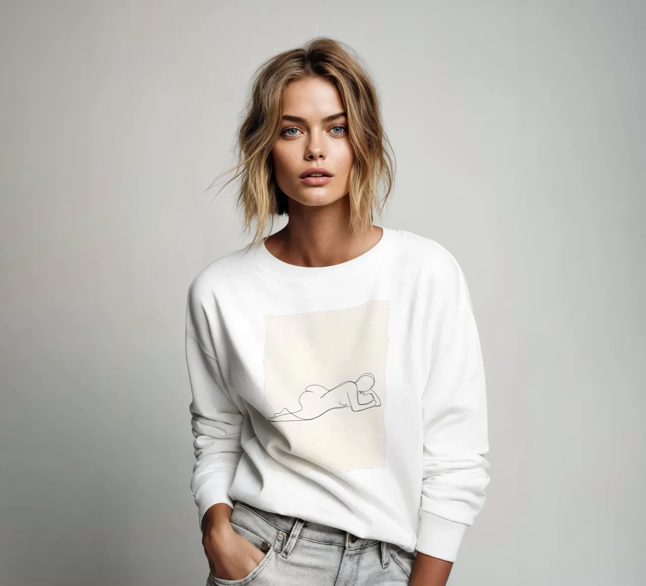Cuerpo de mujer Minimalist Line Art sudadera de Viv Line Art