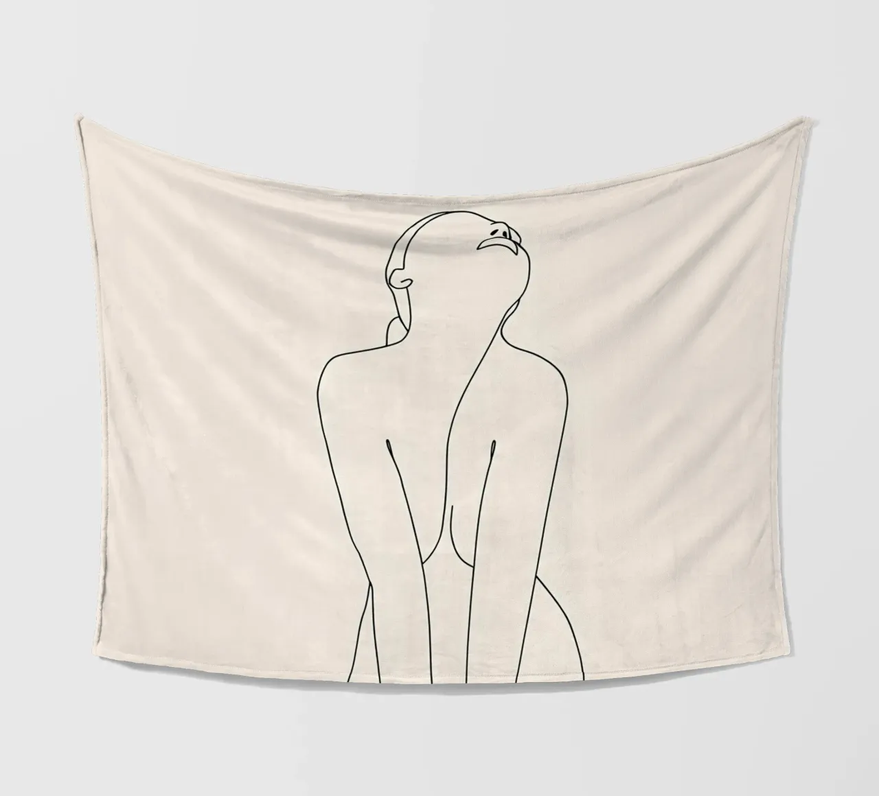 Woman Body Minimalist Line Art fleece blanket by Viv Line Art