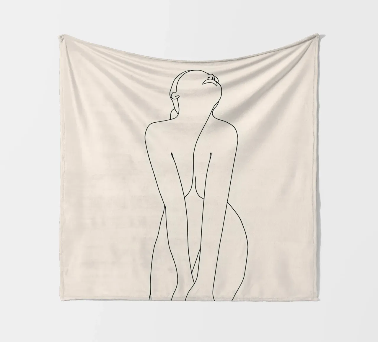 Woman Body Minimalist Line Art fleece blanket by Viv Line Art