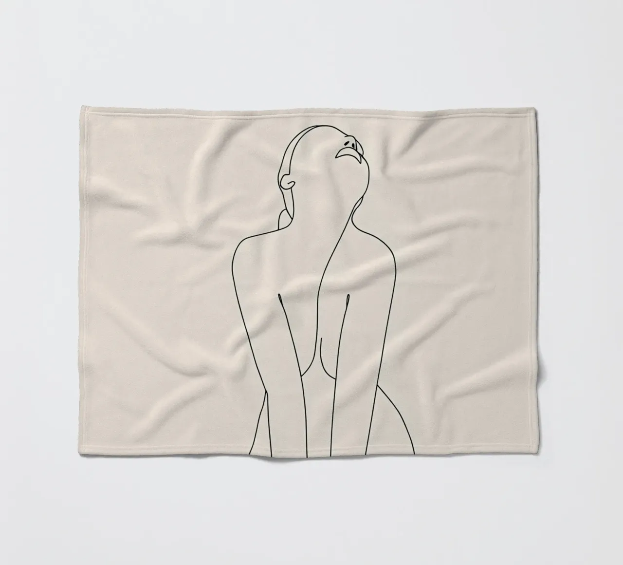 Woman Body Minimalist Line Art fleece blanket by Viv Line Art