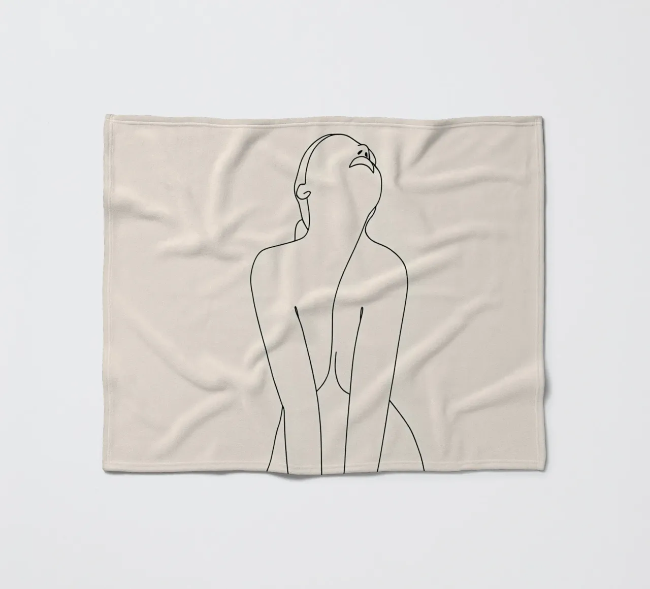 Woman Body Minimalist Line Art fleece blanket by Viv Line Art