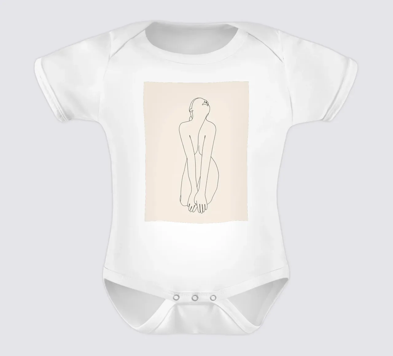 Frau Körper Minimalist Line Art Kurzarm Babybody von Viv Line Art