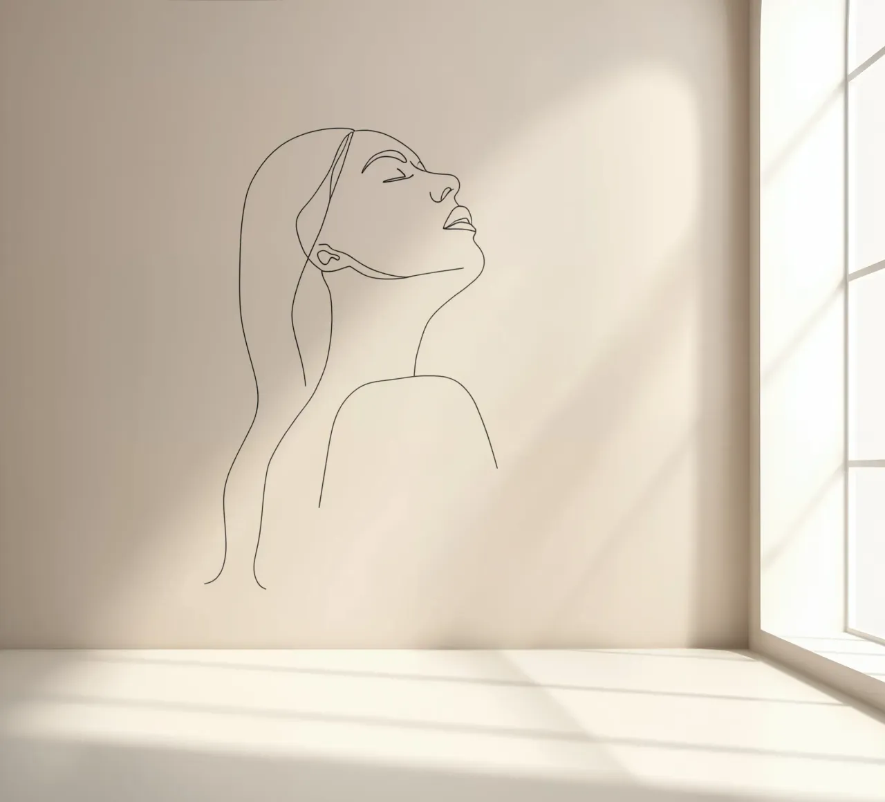 Woman Face Minimalist Line Art photo wallpaper by Viv Line Art