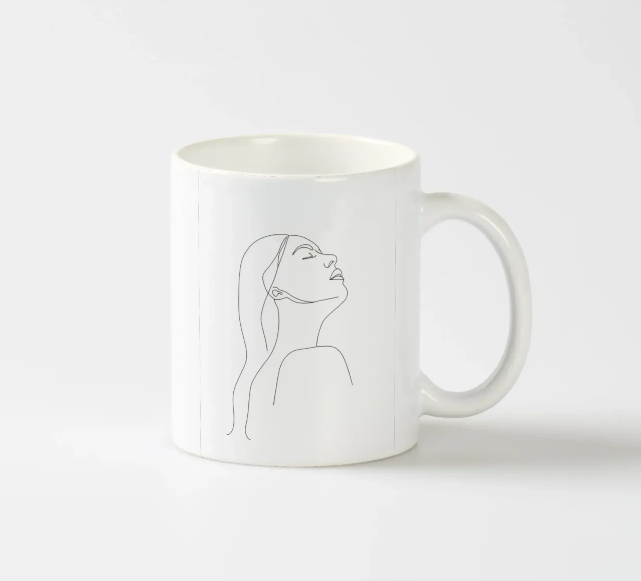 Woman Face Minimalist Line Art ceramic mug by Viv Line Art