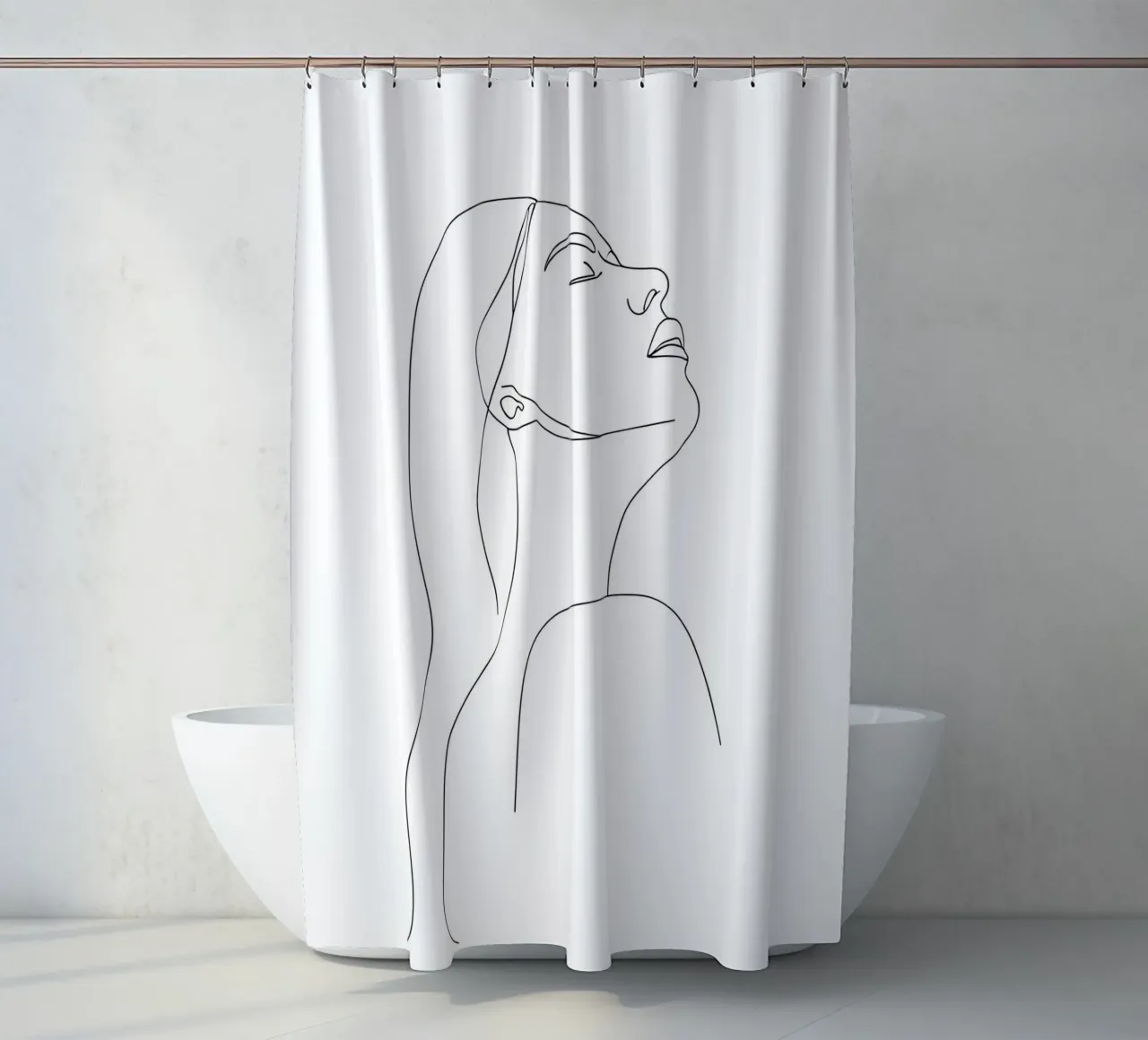 Woman Face Minimalist Line Art shower curtain by Viv Line Art