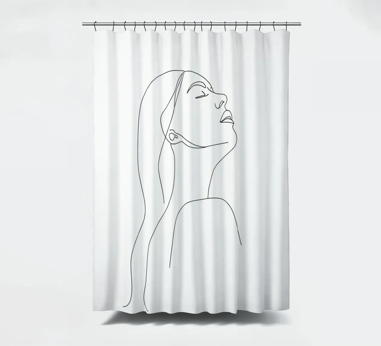 Woman Face Minimalist Line Art shower curtain by Viv Line Art
