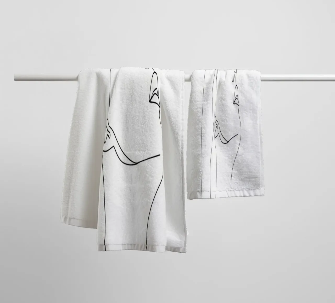 Woman Face Minimalist Line Art towel by Viv Line Art