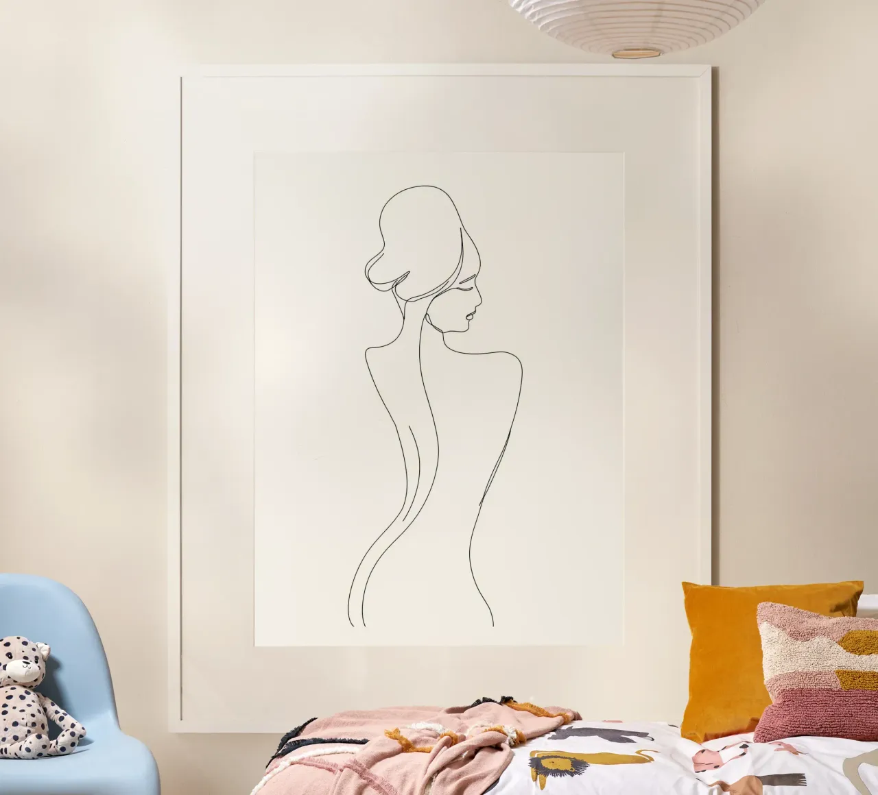 Frau Körper Minimalist Line Art Poster mit Aluminium Rahmen von Viv Line Art