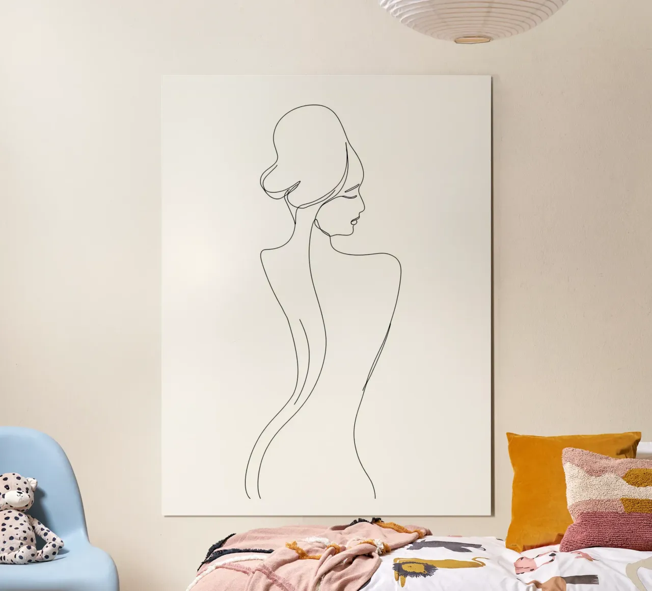 Frau Körper Minimalist Line Art Poster mit Aluminium Rahmen von Viv Line Art