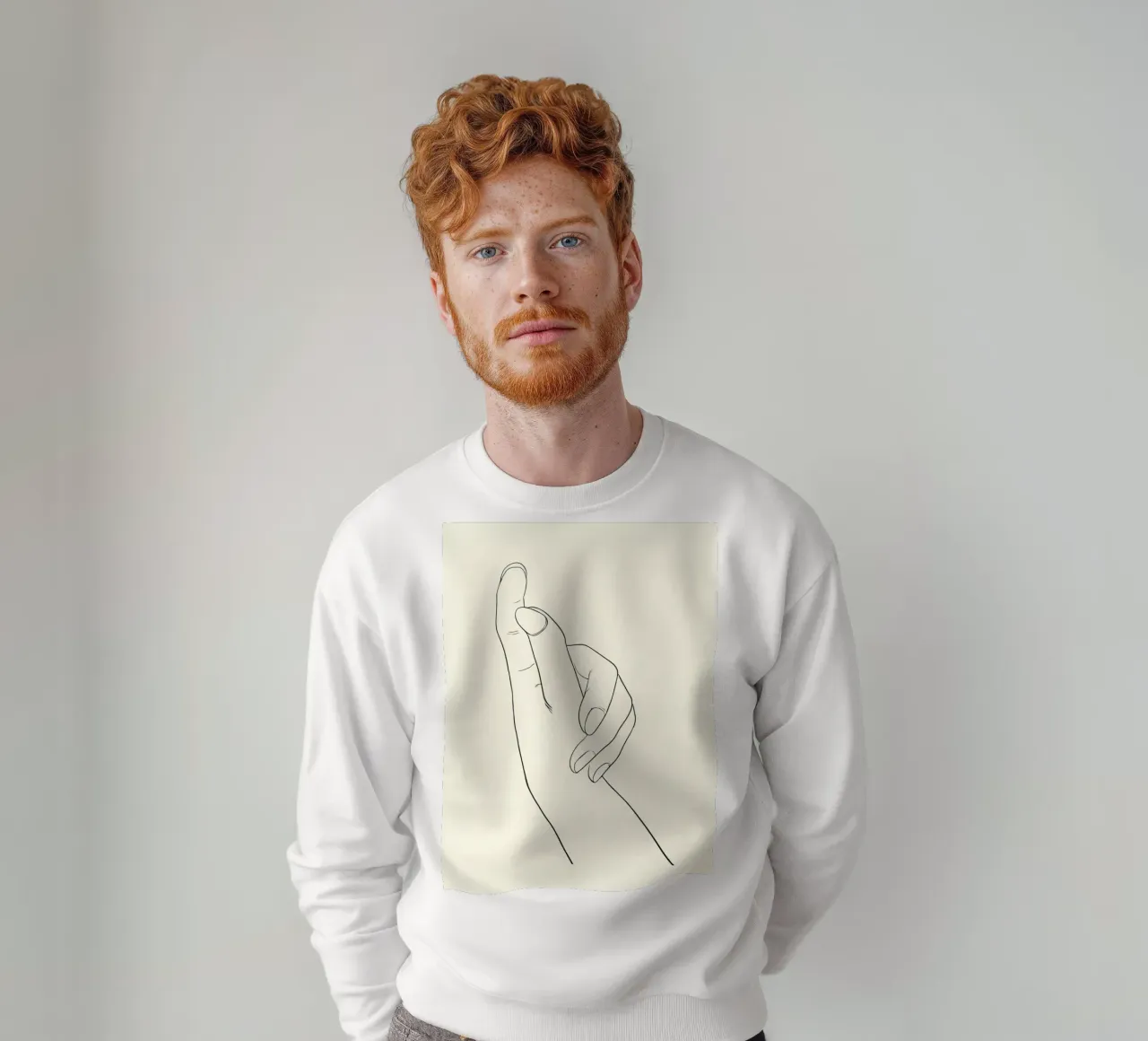 Hand Gesture Minimalist Line Art Sweatshirt von Viv Line Art