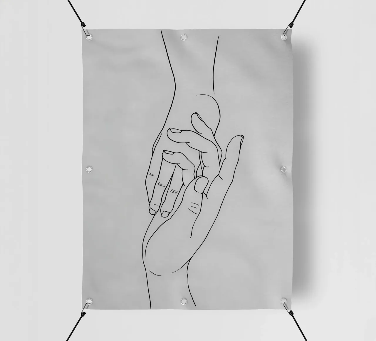 Mani connesse Line Art minimalista telo in pvc da Viv Line Art