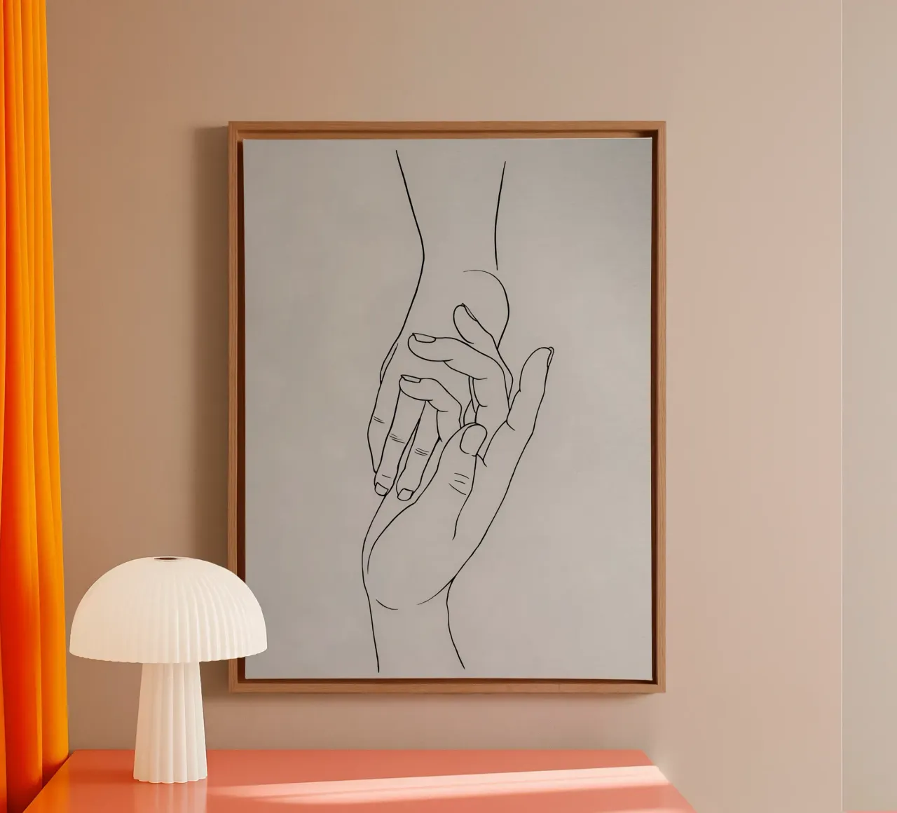 Mani connesse Line Art minimalista tela con Cornice a cassetta da Viv Line Art