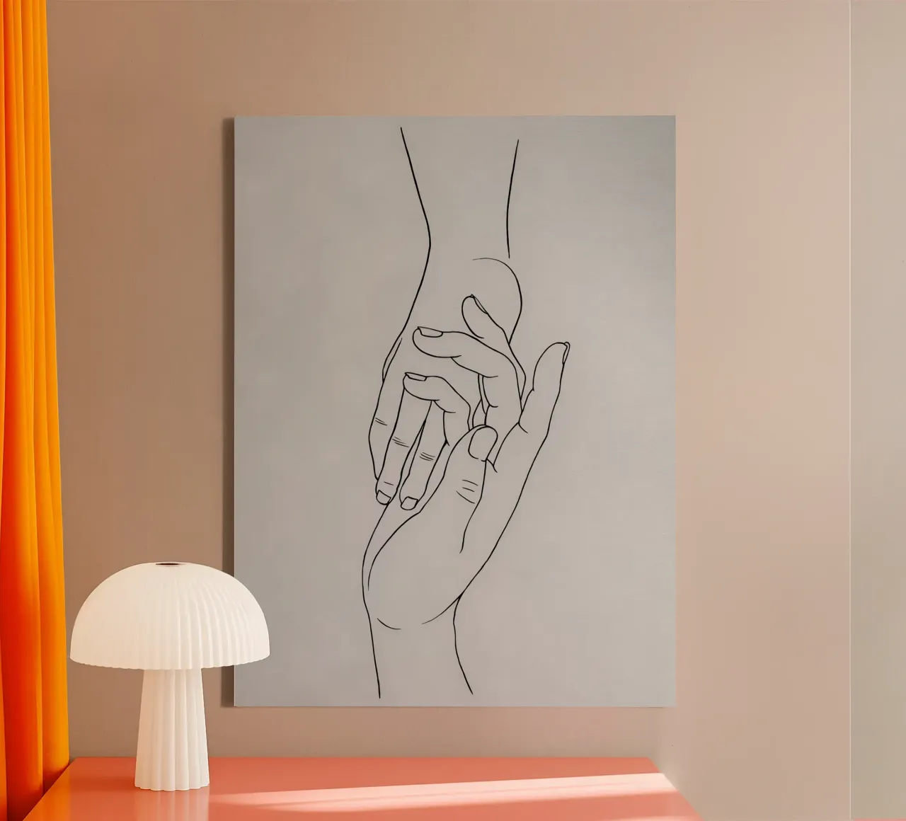 Mani connesse Line Art minimalista tela con Cornice a cassetta da Viv Line Art