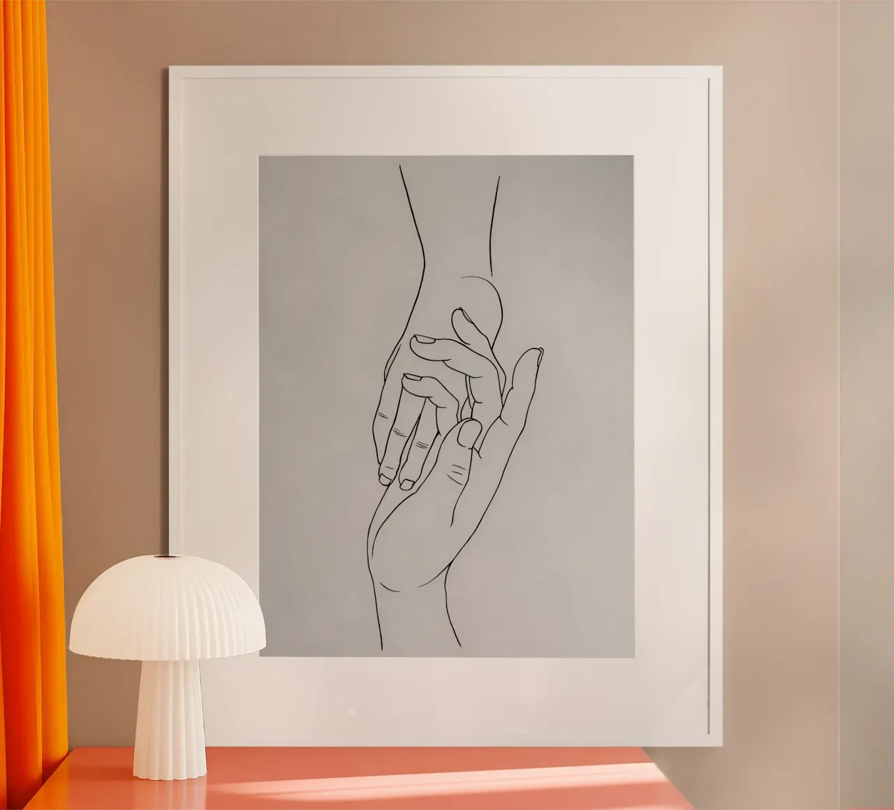 Mani connesse Line Art minimalista carta hahnemühle da Viv Line Art