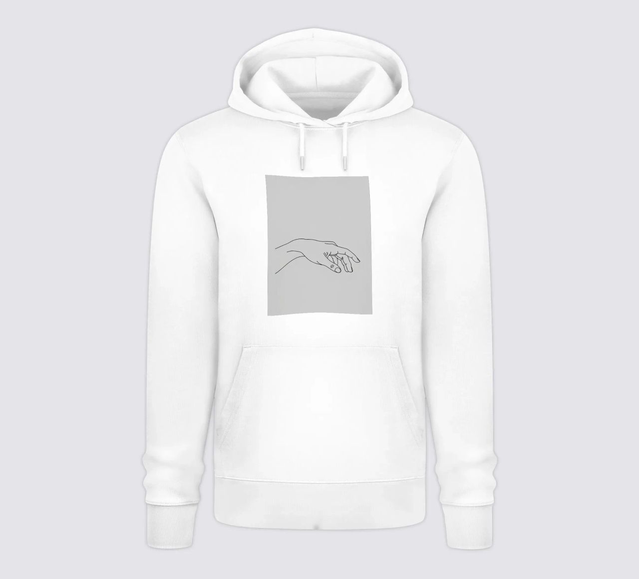 Arte lineare minimalista di Reaching Hands 2 felpa con cappuccio da Viv Line Art