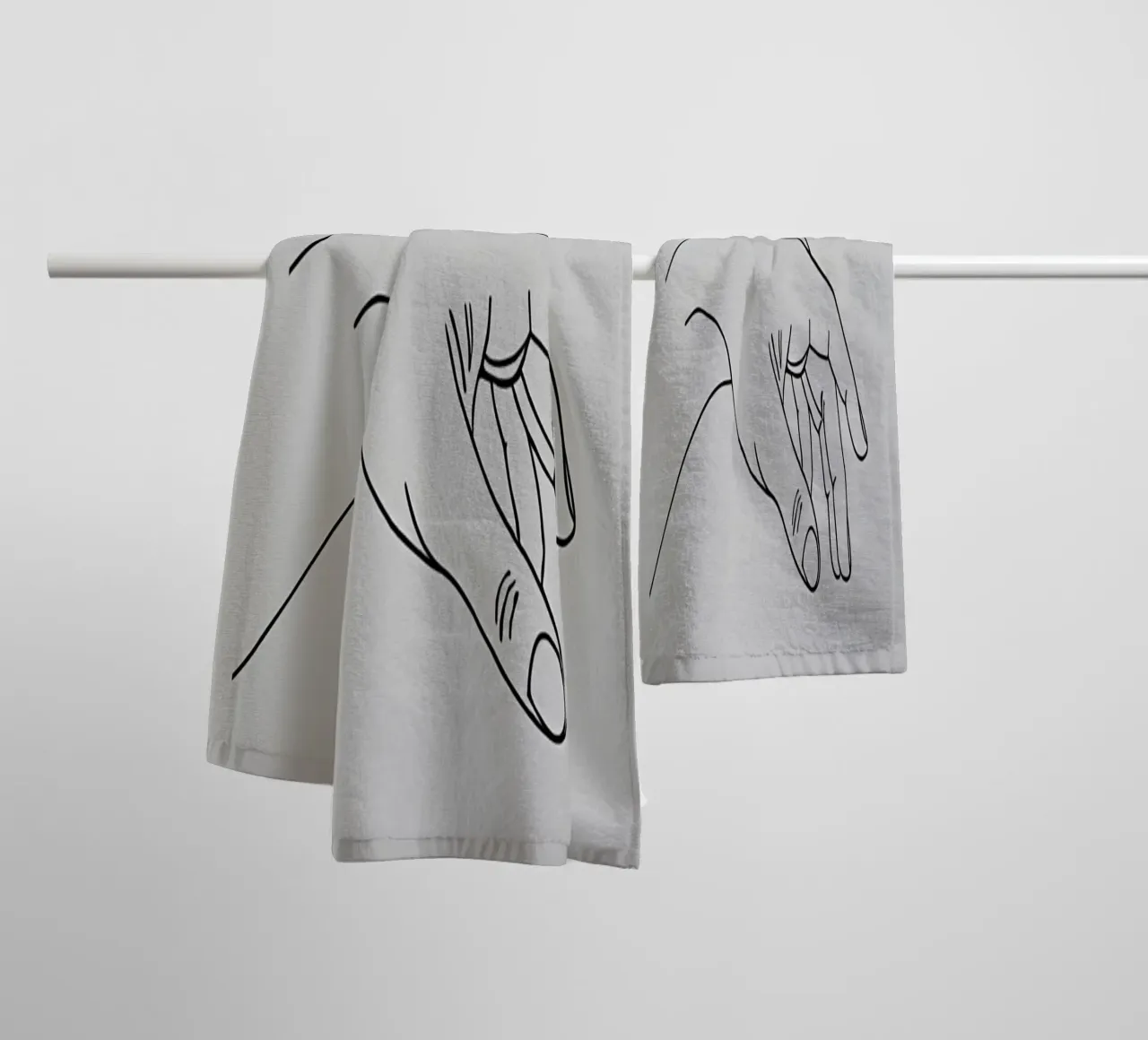 Reaching Hands 2 Minimalist Line Art towel by Viv Line Art