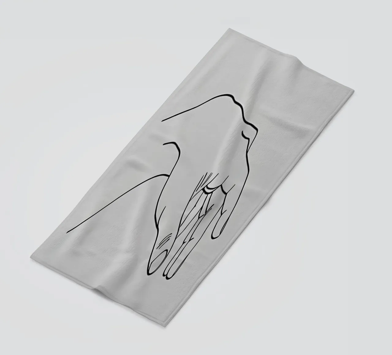 Arte lineare minimalista di Reaching Hands 2 telo mare da Viv Line Art