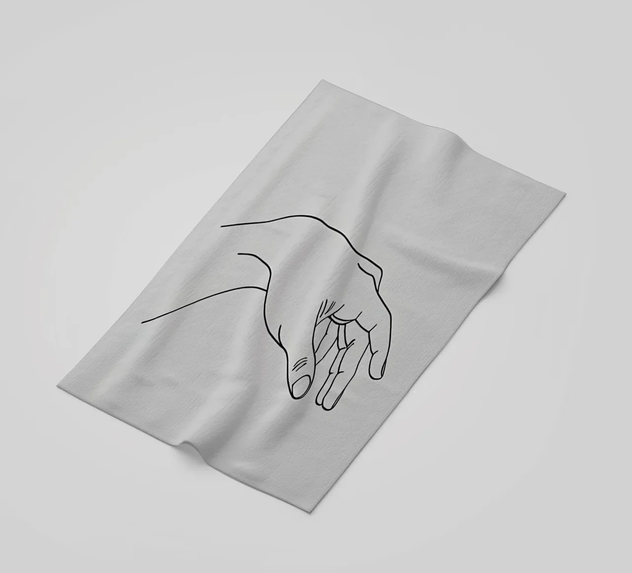 Arte lineare minimalista di Reaching Hands 2 telo mare da Viv Line Art