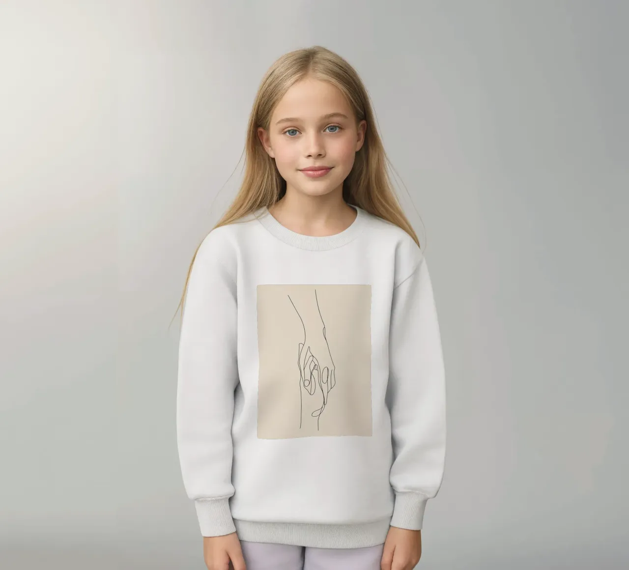 Mani connesse 2 Arte lineare minimalista felpa bambino da Viv Line Art