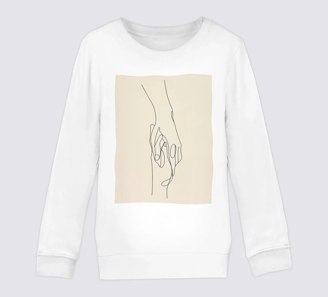 Mani connesse 2 Arte lineare minimalista felpa bambino da Viv Line Art