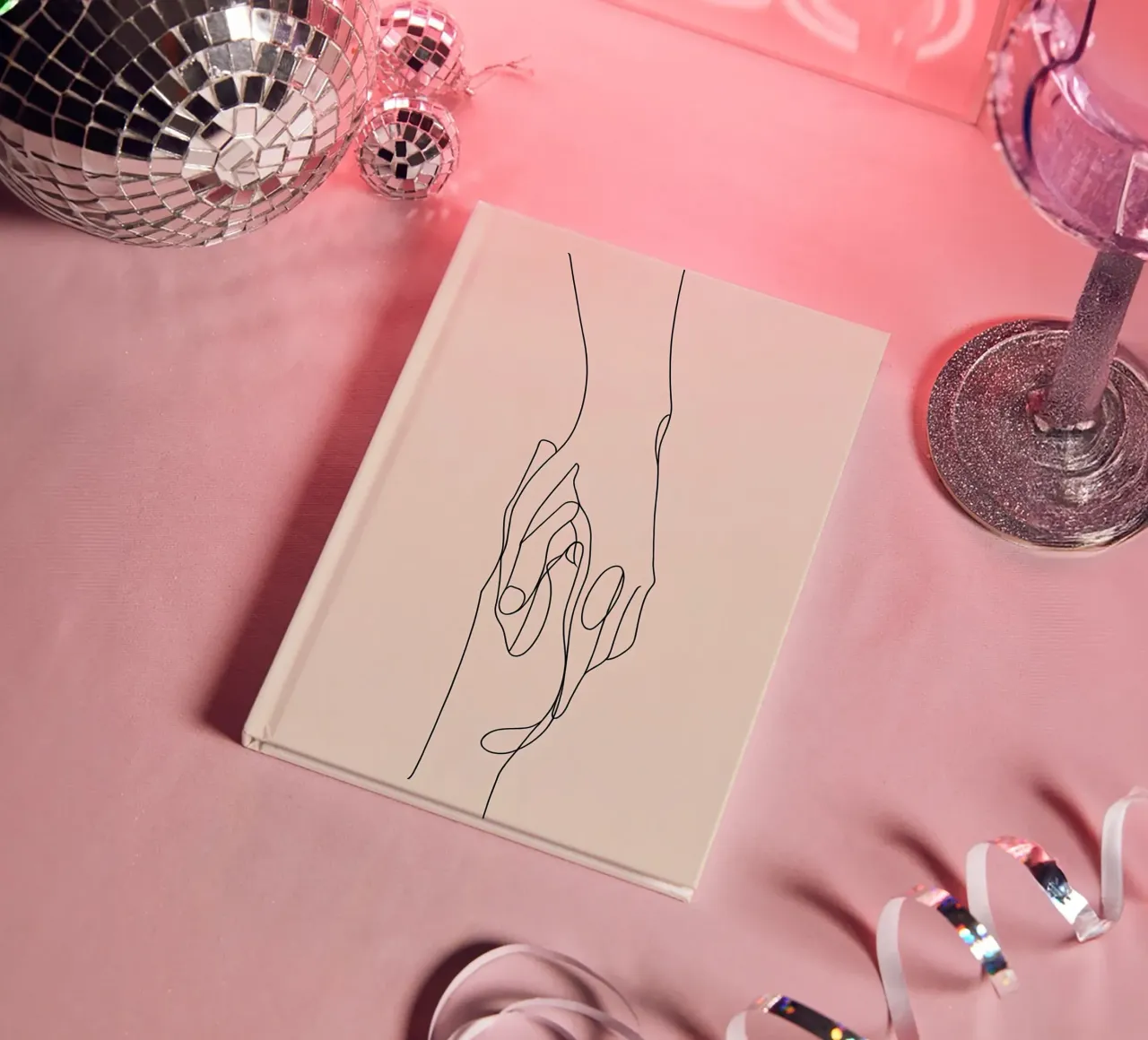 Connected Hands 2 Minimalist Line Art notebook by Viv Line Art