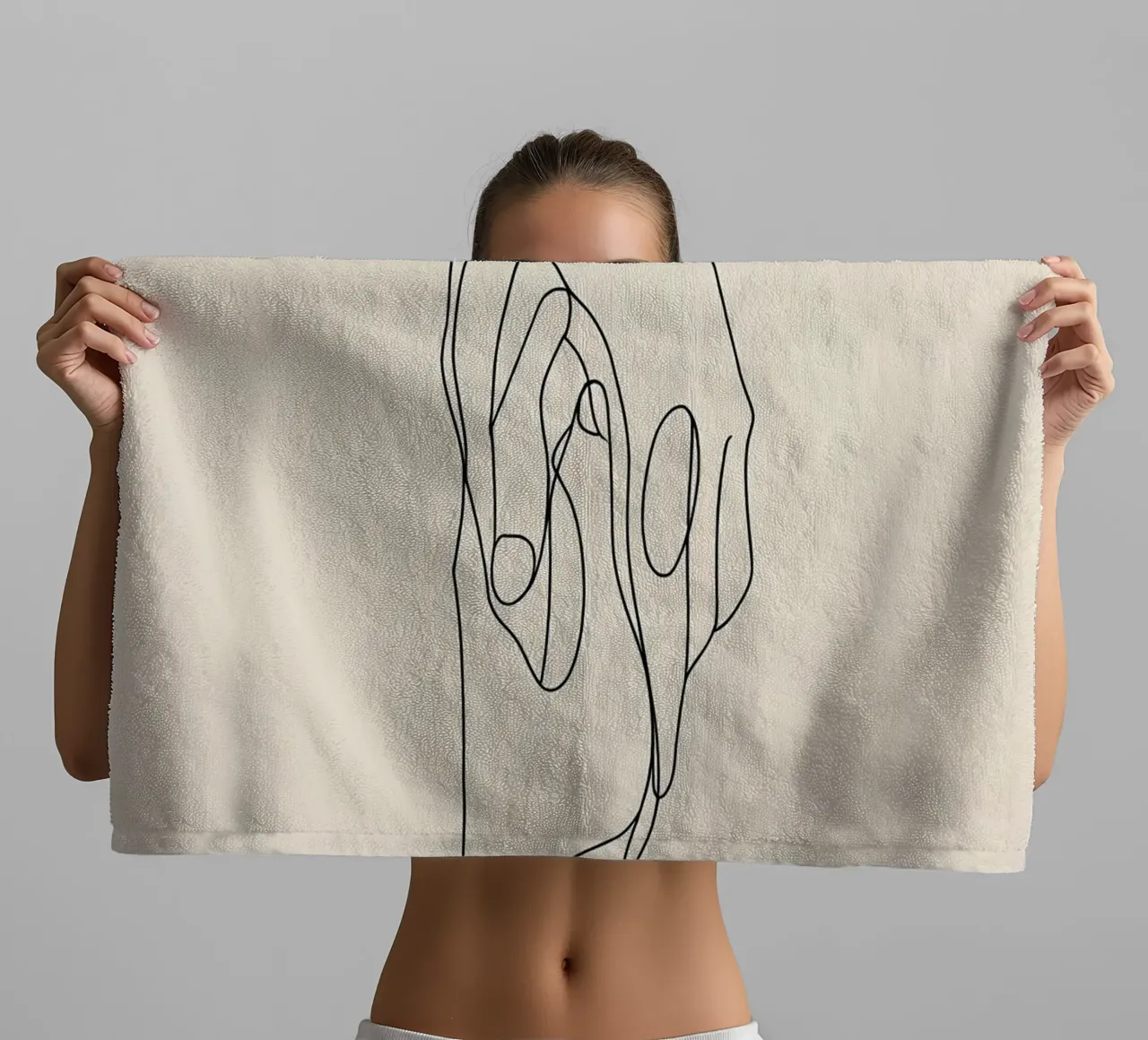 Connected Hands 2 Minimalist Line Art serviette de bain de Viv Line Art
