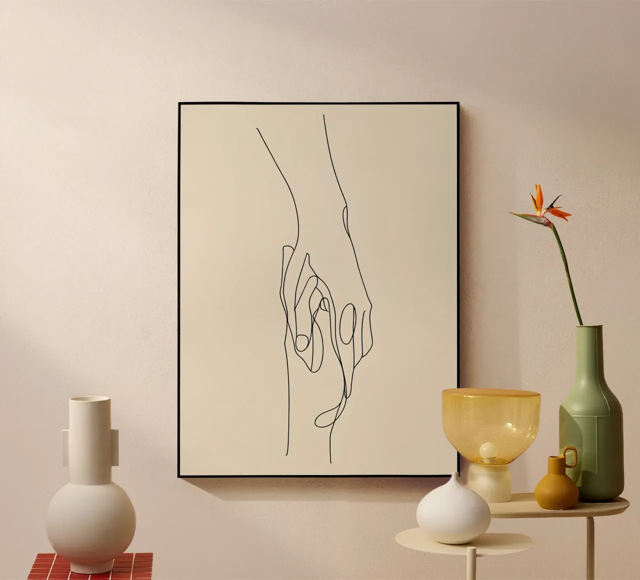Mani connesse 2 Arte lineare minimalista plexiglass da Viv Line Art