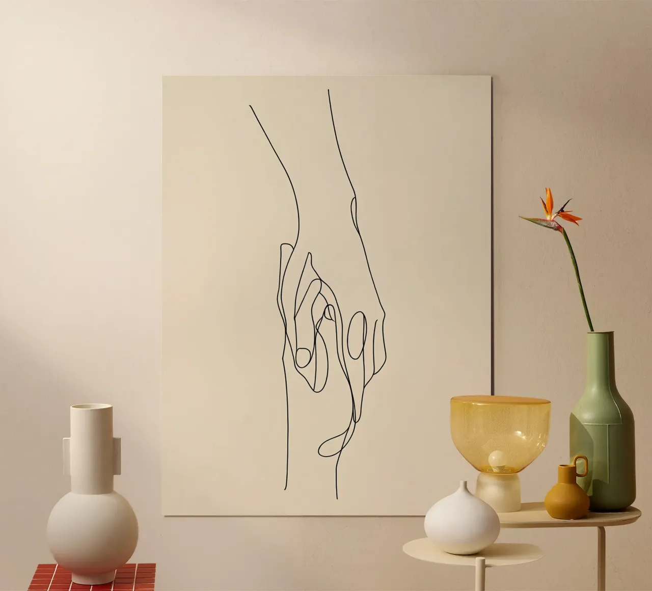 Mani connesse 2 Arte lineare minimalista carta hahnemühle da Viv Line Art