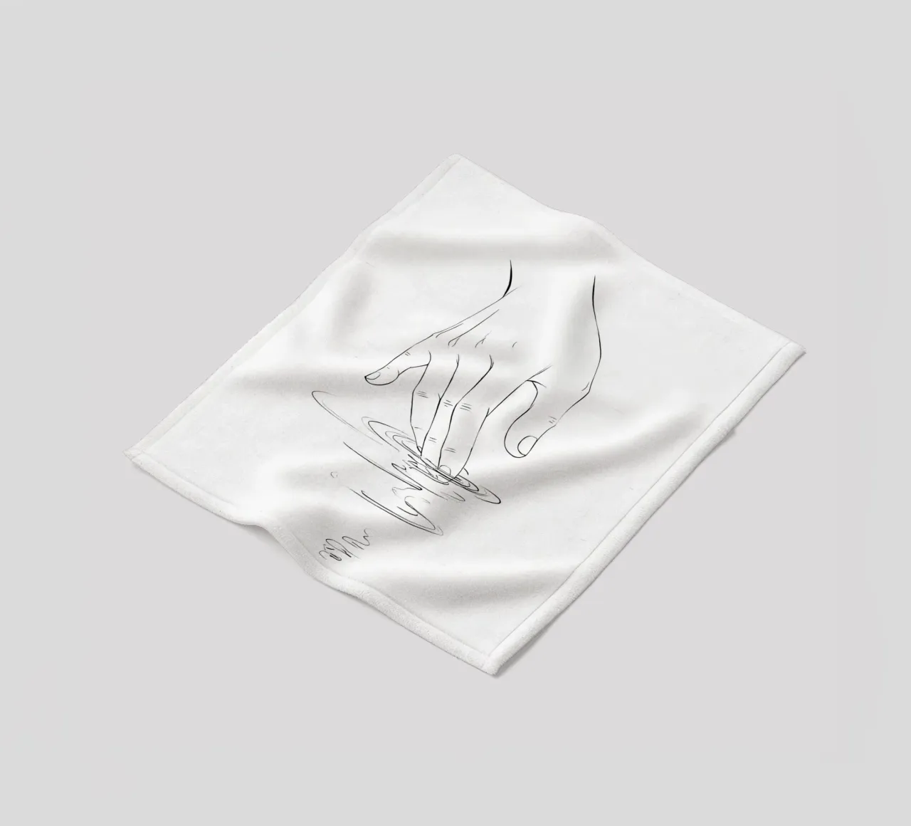 Mano sull'acqua Line Art minimalista coperta in pile da Viv Line Art