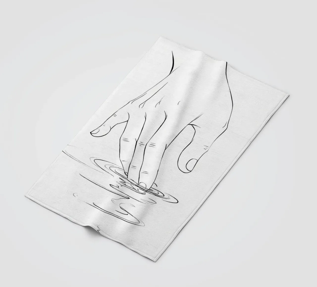 Mano sull'acqua Line Art minimalista coperta in pile da Viv Line Art