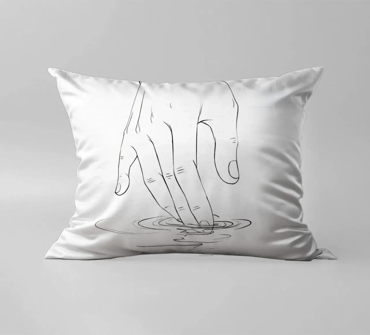 Mano sull'acqua Line Art minimalista cuscino da Viv Line Art