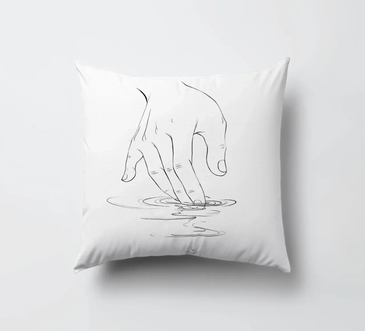 Mano sull'acqua Line Art minimalista cuscino da Viv Line Art