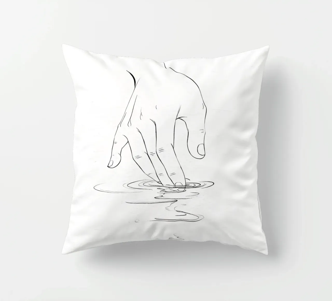 Mano sull'acqua Line Art minimalista cuscino da Viv Line Art