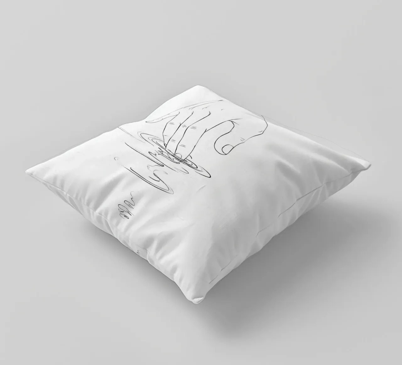 Mano sull'acqua Line Art minimalista cuscino da Viv Line Art